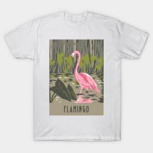 WPA Poster of a Flamingo in Everglades National Park, Florida T-Shirt